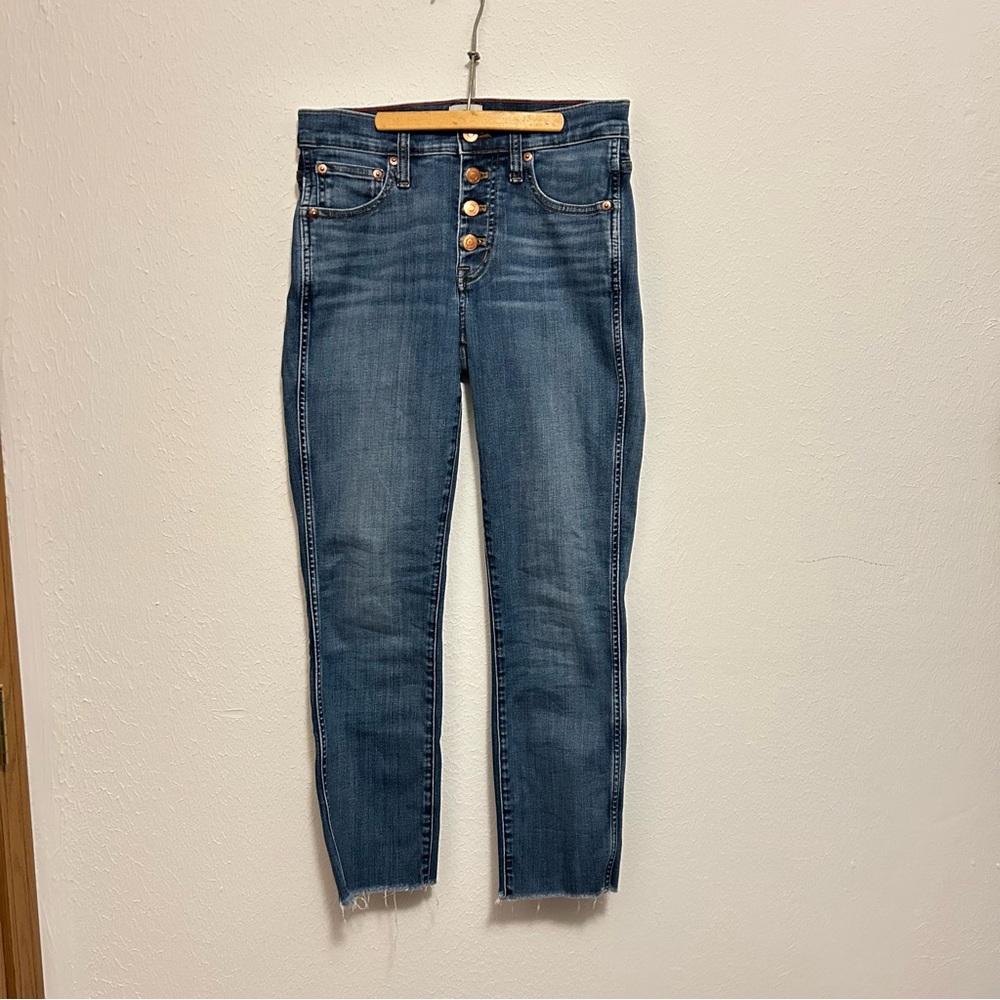 J. Crew Dark Re-Imagined 9” Vintage Straight Button-Fly Cutoff Ankle Jeans Sz26